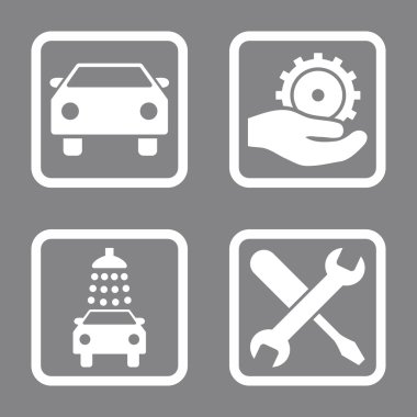 Araba Servisi düz vektör simgesi kare