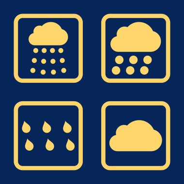 Yağmur bulutları düz kare vektör simgesi