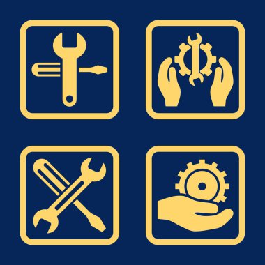 Düz kare vektör simgesi hizmet araçları