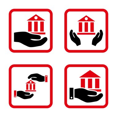 Vektör simge banka hizmet düz kare