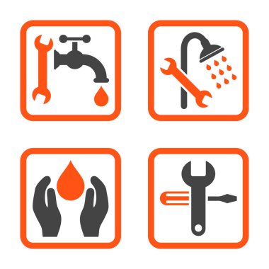 Sıhhi tesisat düz kare vektör simgesi