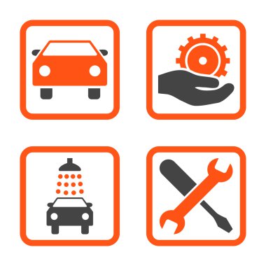 Araba Servisi düz vektör simgesi kare