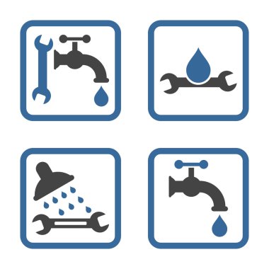 Sıhhi tesisat düz kare vektör simgesi