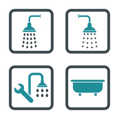 Duş banyo düz kare vektör simgesi