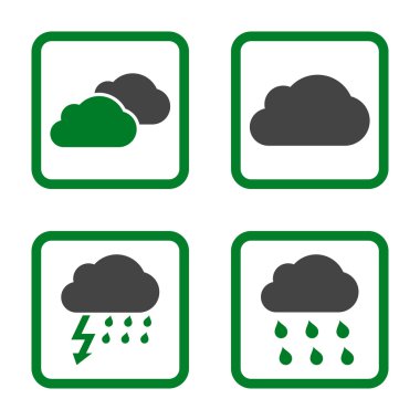 Yağmur bulutları düz kare vektör simgesi