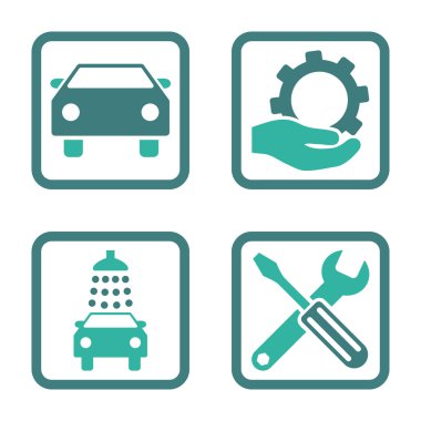 Araba Servisi düz vektör simgesi kare