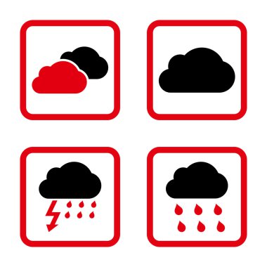 Yağmur bulutları düz kare vektör simgesi