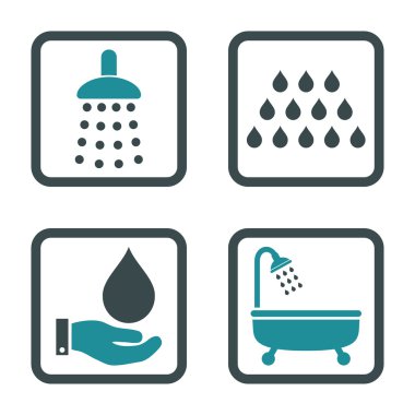 Duş düz kare vektör simgesi