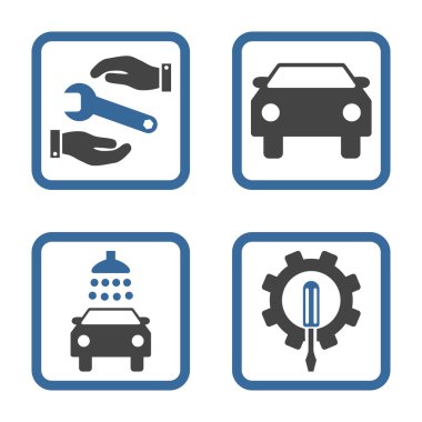 Araba Servisi düz vektör simgesi kare