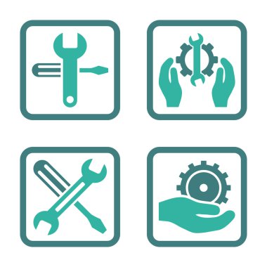 Düz kare vektör simgesi hizmet araçları