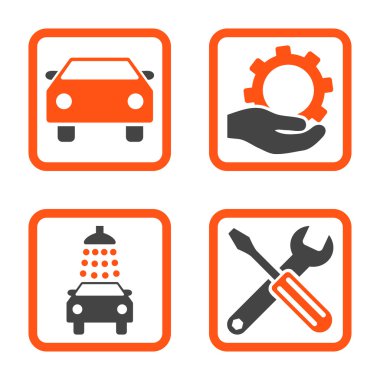 Araba Servisi düz vektör simgesi kare