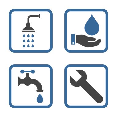 Sıhhi tesisat düz kare vektör simgesi