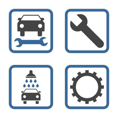 Araba Servisi düz vektör simgesi kare