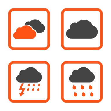 Yağmur bulutları düz kare vektör simgesi