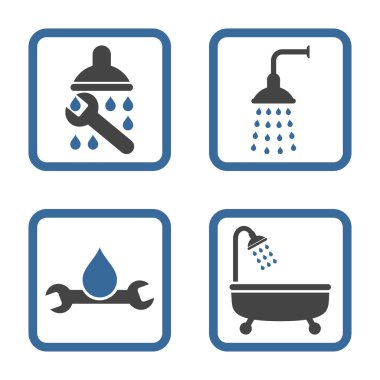 Sıhhi tesisat düz kare vektör simgesi