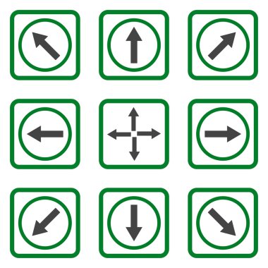 Yön okları düz kare vektör simgesi