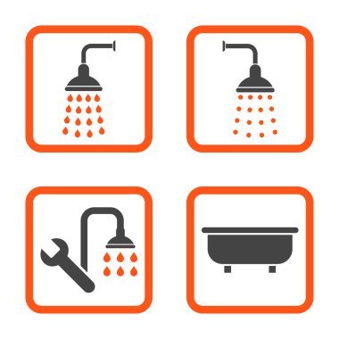 Duş banyo düz kare vektör simgesi