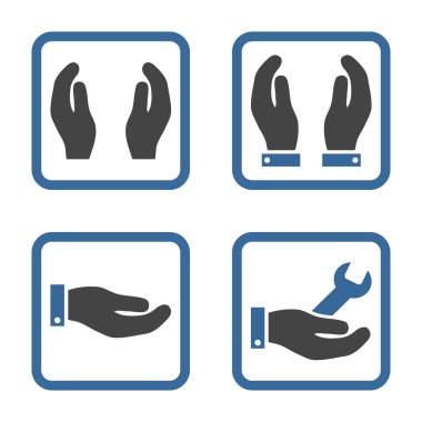 Bakım el düz kare vektör simgesi