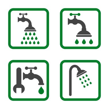 Duş sıhhi tesisat düz kare vektör simgesi