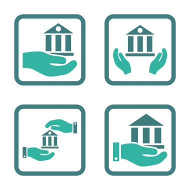 Vektör simge banka hizmet düz kare