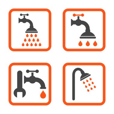 Duş sıhhi tesisat düz kare vektör simgesi