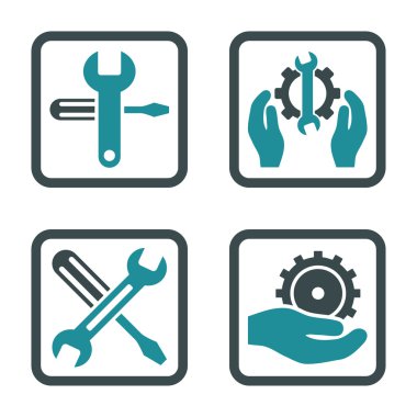 Düz kare vektör simgesi hizmet araçları