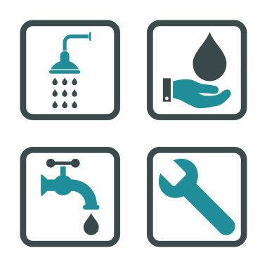 Sıhhi tesisat düz kare vektör simgesi