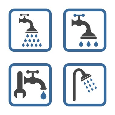 Duş sıhhi tesisat düz kare vektör simgesi