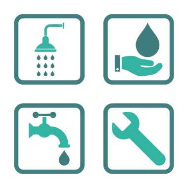 Sıhhi tesisat düz kare vektör simgesi