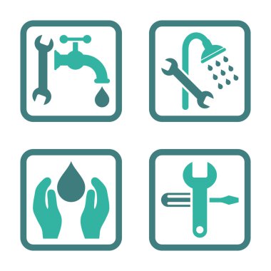 Sıhhi tesisat düz kare vektör simgesi