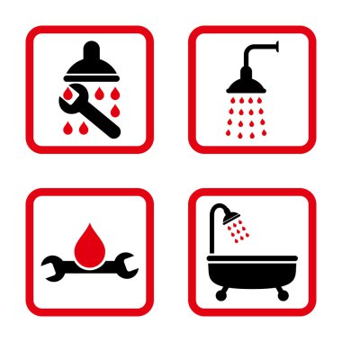 Sıhhi tesisat düz kare vektör simgesi