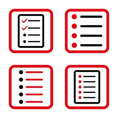 Liste öğeleri düz kare vektör simgesi