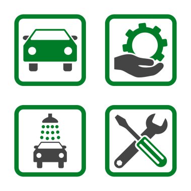 Araba Servisi düz vektör simgesi kare