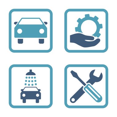 Araba Servisi düz vektör simgesi kare