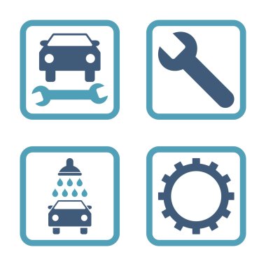 Araba Servisi düz vektör simgesi kare