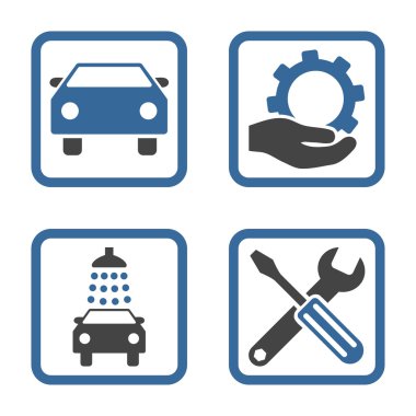 Araba Servisi düz vektör simgesi kare
