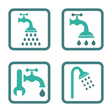 Duş sıhhi tesisat düz kare vektör simgesi