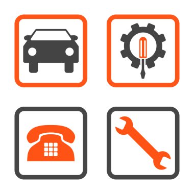 Araba Servisi düz vektör simgesi kare