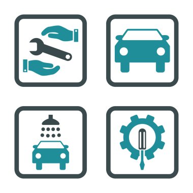 Araba Servisi düz vektör simgesi kare