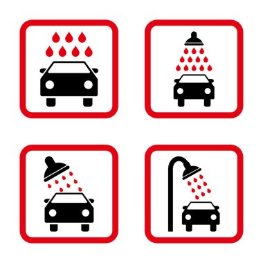 Araba duş düz kare vektör simgesi