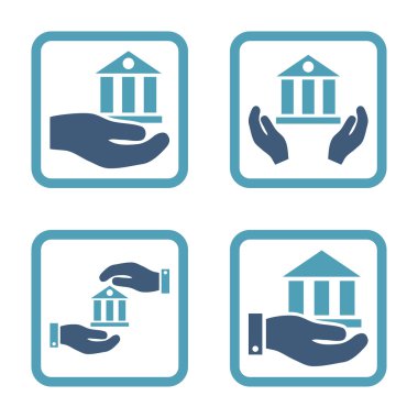 Vektör simge banka hizmet düz kare