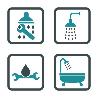 Sıhhi tesisat düz kare vektör simgesi