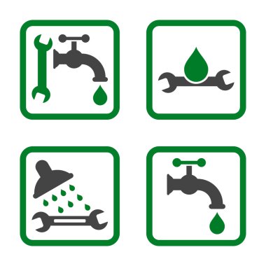 Sıhhi tesisat düz kare vektör simgesi