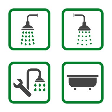 Duş banyo düz kare vektör simgesi