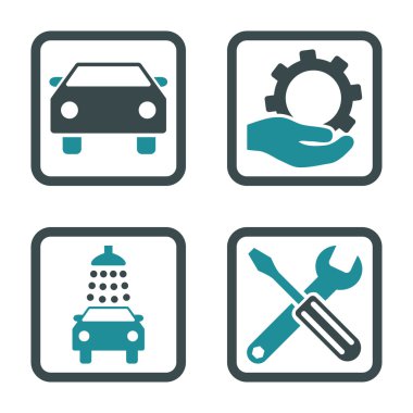 Araba Servisi düz vektör simgesi kare