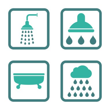 Duş banyo düz kare vektör simgesi