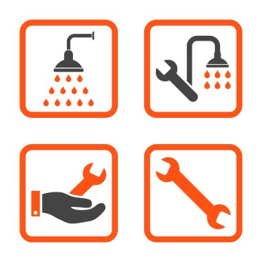 Sıhhi tesisat düz kare vektör simgesi