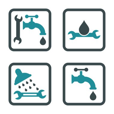 Sıhhi tesisat düz kare vektör simgesi