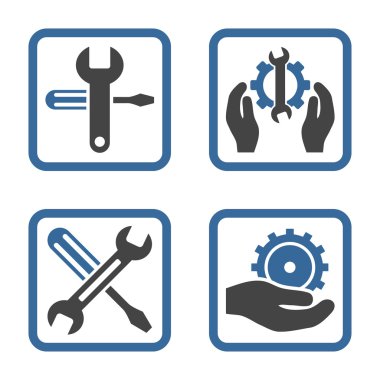 Düz kare vektör simgesi hizmet araçları