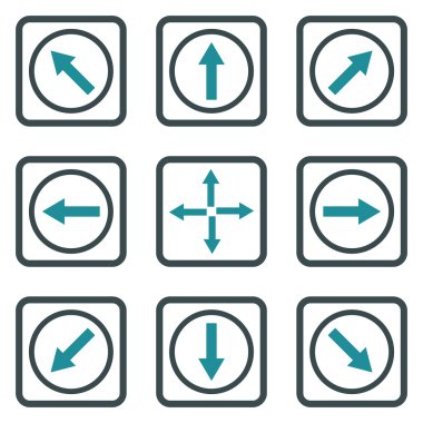Yön okları düz kare vektör simgesi